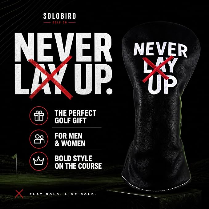 Golf Driver Headcover - 3 Wood Head Cover - Golf Headcover - Leather - Never Lay Up - Solobird Golf Headcover - Golf Club Cover
