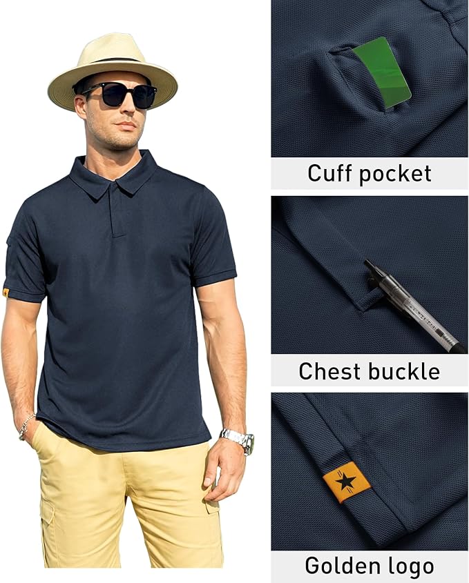 ZITY Mens Polo Shirt Short Sleeve Sports Tactical T-Shirt Athletic Golf Polos Daily Casual Stylish Collared Shirts for Men