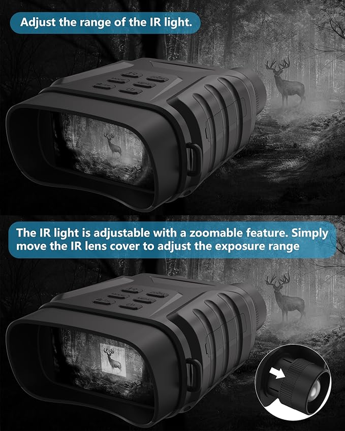 Night Vision Goggles, 4K Infrared Night Vision Binoculars for Adults, 3" Large Screen, 8X Digital Zoom, Adjustable IR Light, 32GB Card for Photos & Videos, for Camping, Hunting & Security