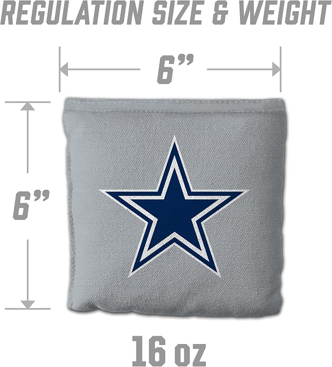 YouTheFan Officially-licensed NFL Set of 8 Cornhole Bags - All Weather Dual Sided Slide & Stop - regulation size