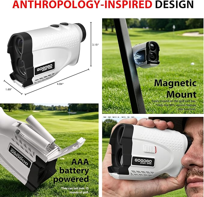 Gogogo Sport Vpro GS24 Golf & Hunting Laser Rangefinder, 7X Magnification, 1200 Yard Distance Measuring Range Finder with High-Precision Flag Pole Locking Vibration Function Slope Mode Continuous Scan