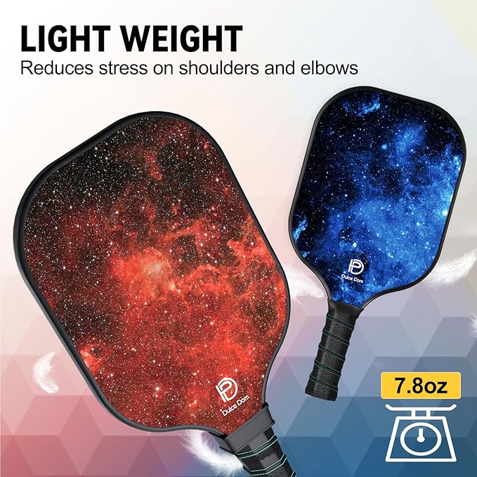Dulce DOM Pickleball Paddles Set of 2/4 - USAPA Approved, 4 Indoor Outdoor Pickleball Balls, Fiberglass Surface Paddle Racket with Cover Bag, Ideal Training Equipment Gift for Men & Women