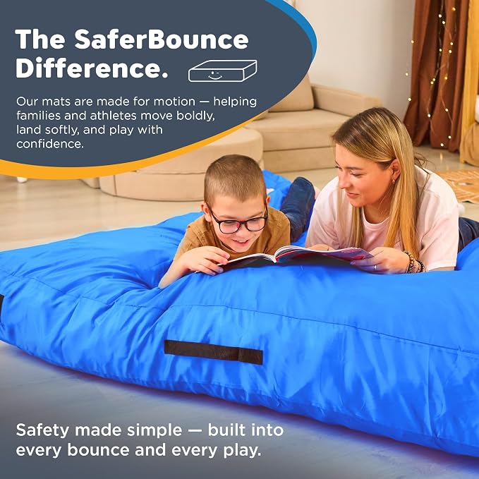 SaferBounce Crash Pad for Kids Sensory | Big 5Ft x 5Ft, 3Ft x 4Ft Or 3Ft x 3Ft | Autism Sensory Crash Mat for Jumping Play | Crashpad | Soft Foam Landing Pad | Giant Mat Pillow | Climbing, Gymnastics