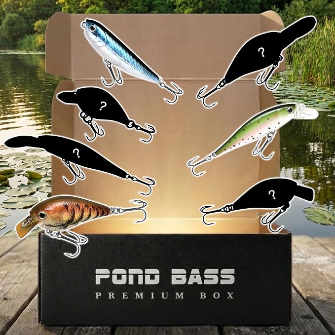 LUCKY CRAFT Pond Bass Premium Box, 7 Freshwater Fishing Lures for Pond and Lake Fish, Mystery Selection Tackle Box with Surprise Bass Lures, Fishing Gear Accessories