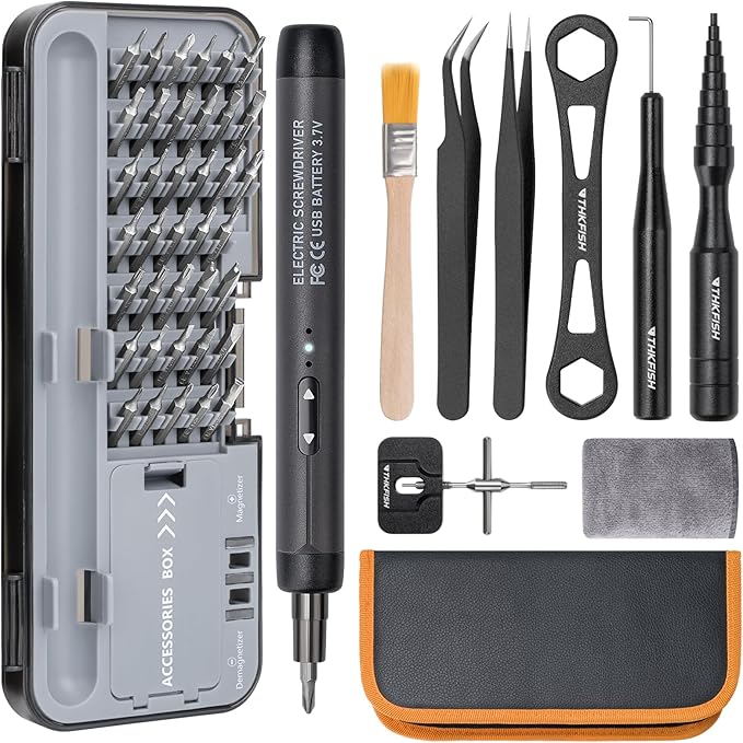 THKFISH Fishing Reel Maintenance Kit, Reel Repair Tool Kit, Fishing Reel Cleaning Set with Spool Pin Remover and 28 in 1 Screwdriver or 38 in 1 Electric Screwdriver