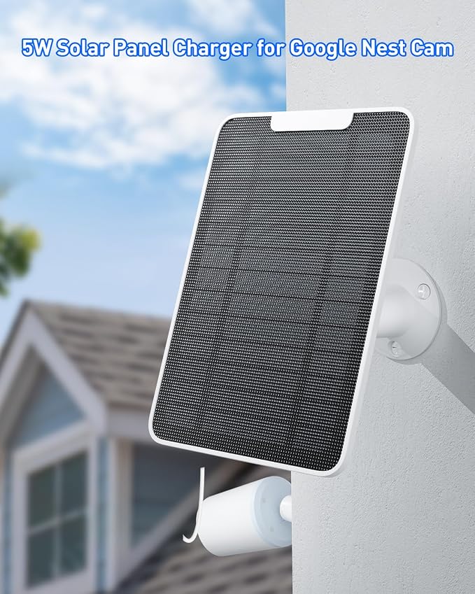 Premium Solar Panel for Google Nest Camera, 5W Camera Solar Panel Power for Google Nest Cam Outdoor & Indoor (Battery Version), Special Made for Google Nest Cam, IP65 Waterproof, w/ 13ft Cable, 1 Pack
