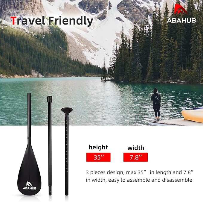 Abahub 3-Piece Stand up Paddles, Lightweight Paddleboard Paddle Oars for Paddleboard, Adjustable Aluminum Alloy Shaft 68" - 84"