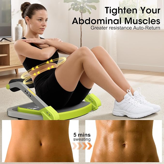 Ab Machine Ab Trainer - Sit Up Exercise Equipment& Core Machine, 4 Level Adjustable Resistance, Foldable Ab Crunch Machine for Home Gym Stomach Workouts