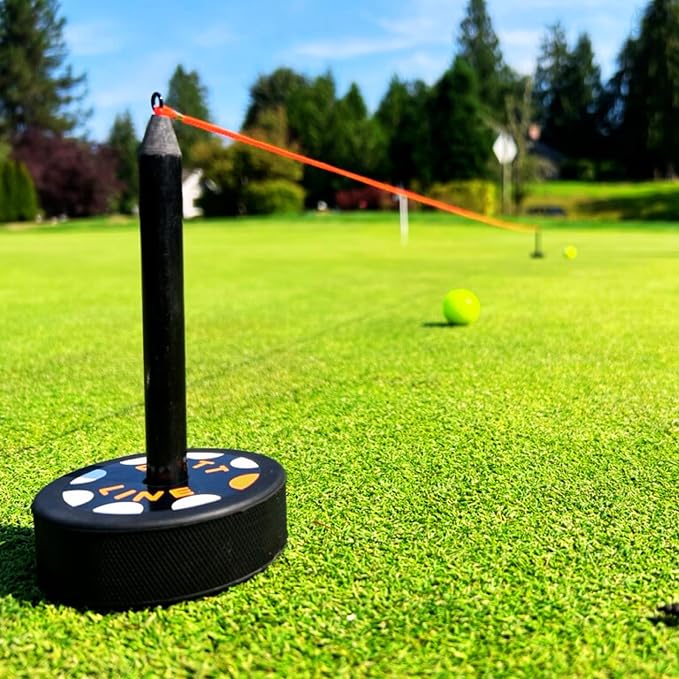 Two-Way Putting Alignment System - Golf Training Aid with Target Pucks & String Line - Indoor/Outdoor Practice Tool for Perfect Alignment & Lower Scores - Premium Putting Trainer