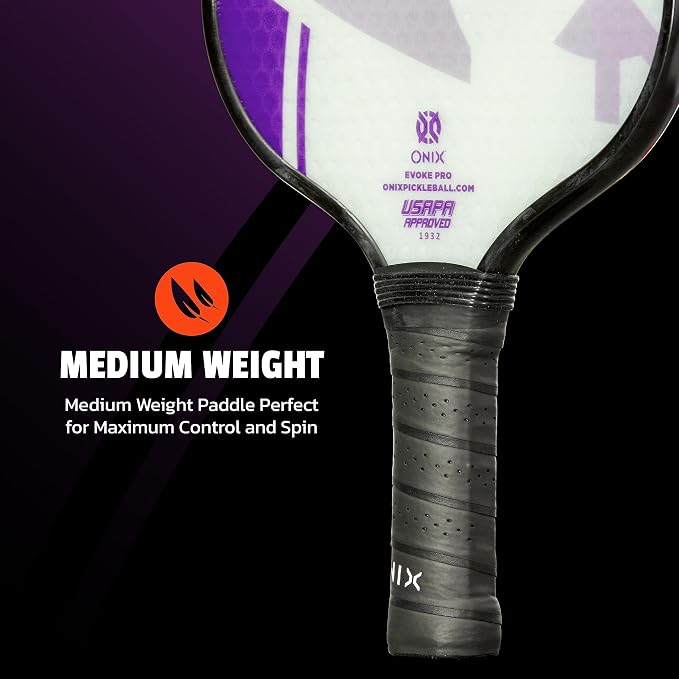 Onix Evoke Pro Composite Face Incredible Touch Maximum Control and Spin Pickleball Paddle – Polypropylene Honeycomb Core with Protective Edge Guard Widebody Shape