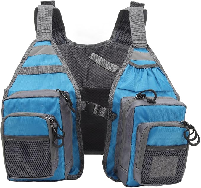 Fly Fishing Vest, Multi Pockets Lightweight Mesh Vest with Adjustable Straps for Men and Women, Breathable Fishing Gear for Trout Travel
