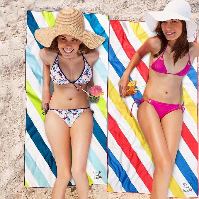 Whale Flotilla 6 Pack Large Quick Dry Beach Towel (30"x60"), Microfiber Sand-Free Beach Towel Set, Super Absorbent Compact Pool Travel Accessories, Navy/Passion/Green/Orange/Pink/Blue