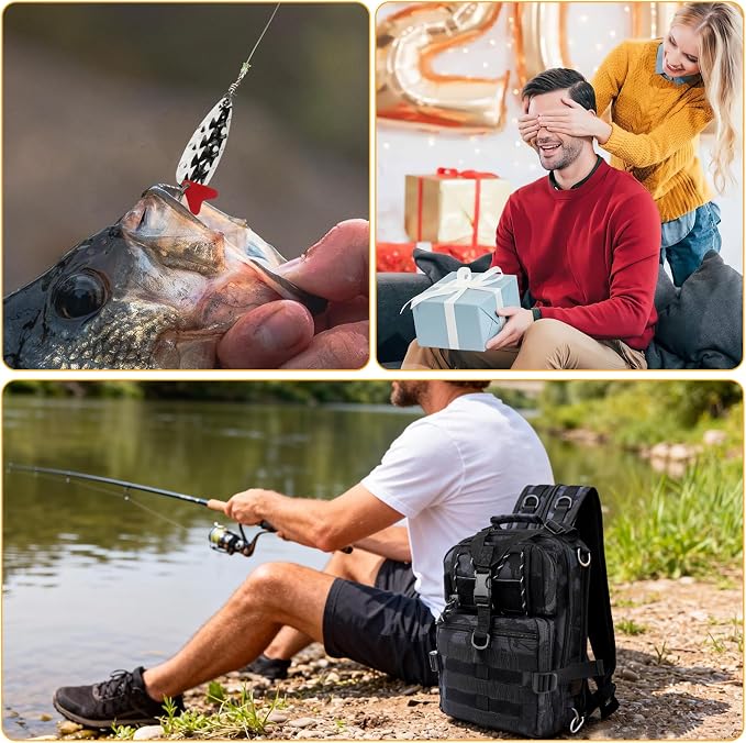 139PCS Tackle Box Backpack,Fishing Backpack with Accessories,Tackle Bag,Fishing Tool Kit Fish Pliers Salt Water Fishing Tackle Set for Men Women Gifts (Black Scorpion)