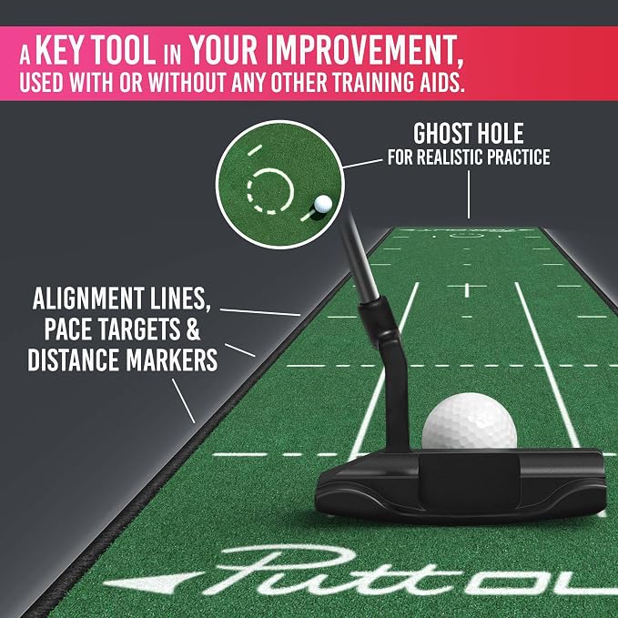 PuttOUT Medium Putting Mat - Perfect Your Golf Putting (7.9ft x 1.6ft)(Green)