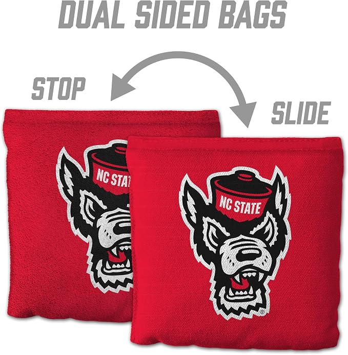 YouTheFan Officially-Licensed NCAA Set of 8 Cornhole Bags - All Weather Dual Sided Slide & Stop - Regulation Size with Carry case