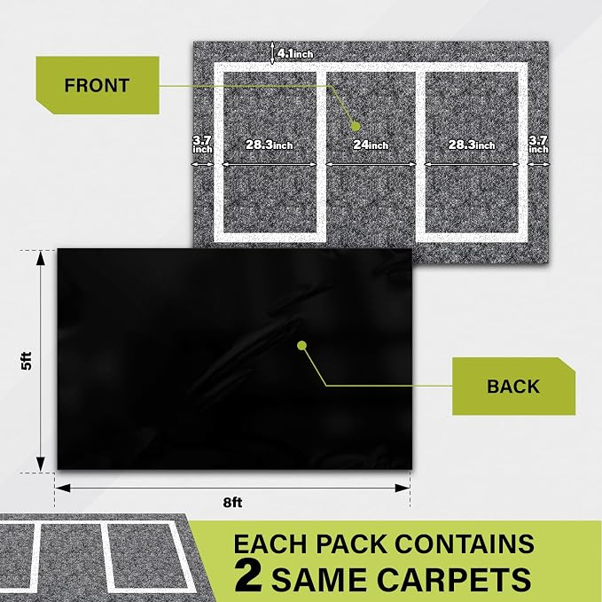 2 pcs 5 x 8 FT Cornhole Mat Durable Cornhole Pitch Pads with Waterproof Backing Felt Surface for Board Stability & Toss Bag Protection Outdoor Playing Surface for Backyard Tailgating & Lawn Games