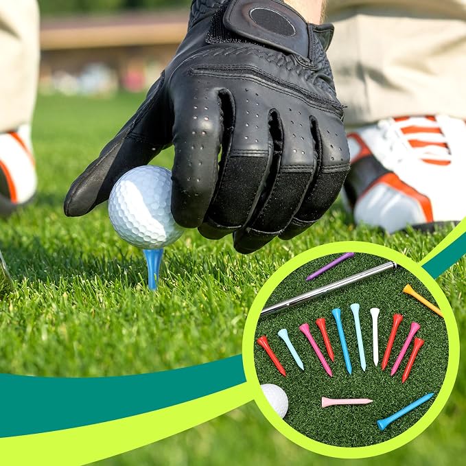 Mudder Golf Tees Bulk Wooden Bamboo Golf Tees Multicolor Wood for Men Balls Accessories