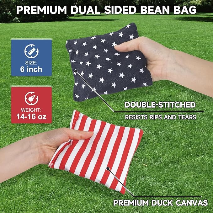 Cornhole Board Set 4x2 Regulation Size Cornhole Set with Carrying Bags & 8 Bean Bags Corn Hole Boards Bean Toss Game for Adults Family Outdoor Lawn Outside Backyard Games