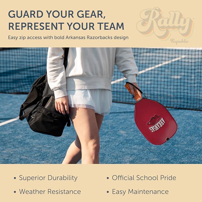 Officially Licensed Collegiate Pickleball Paddle Cover - Lightweight PU Leather Material - Durable Foam Interior Protection with Zippered Closure - Fits Most Paddles on the Market