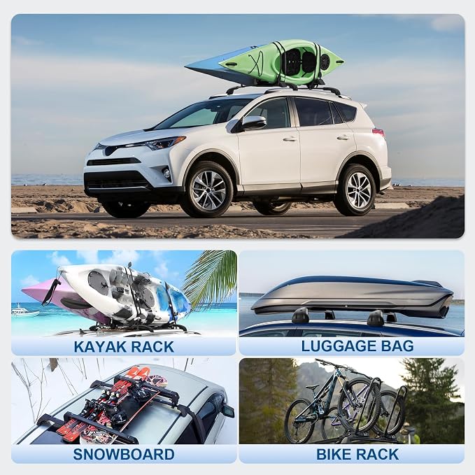 Roof Rack Cross Bars Compatible with Toyota Rav4 2013-2018, 300LBS Heavy Duty Adjustable Aluminum Cargo Bar for Rooftop Carrier, Cross Bars for Luggage, Kayak, Canoe, Bike, Snowboard