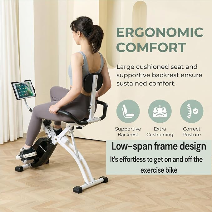 Foldable Recumbent Exercise Bike with High Backrest and Magnetic Resistance, Recumbent Exercise Bike for Home Workout，One Size-Multiple Styles Available