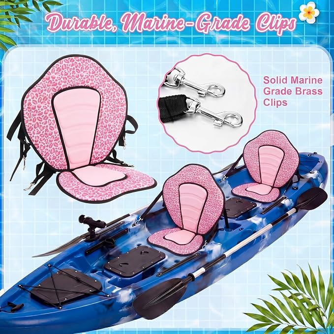 Vinsot Kayak Seat Cushion Universal Paddle Board Seat with Back Support Adjustable Non Slip Boat Chair Seats with 4 Straps and Storage Bag for Kayak Boat Sup Canoe