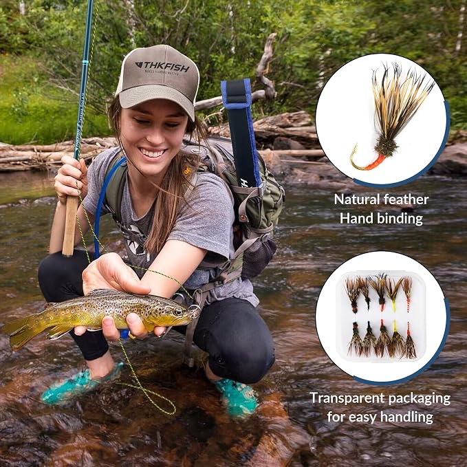 THKFISH Tenkara Rod Kit 24T Carbon Fiber Telescopic Tenkara Fishing Rod Combo with Carrying Case Fishing Line and Flyfishing Lure for Streams, Trout, Bass, Salmon，8.7FT 10.6FT 11.6FT