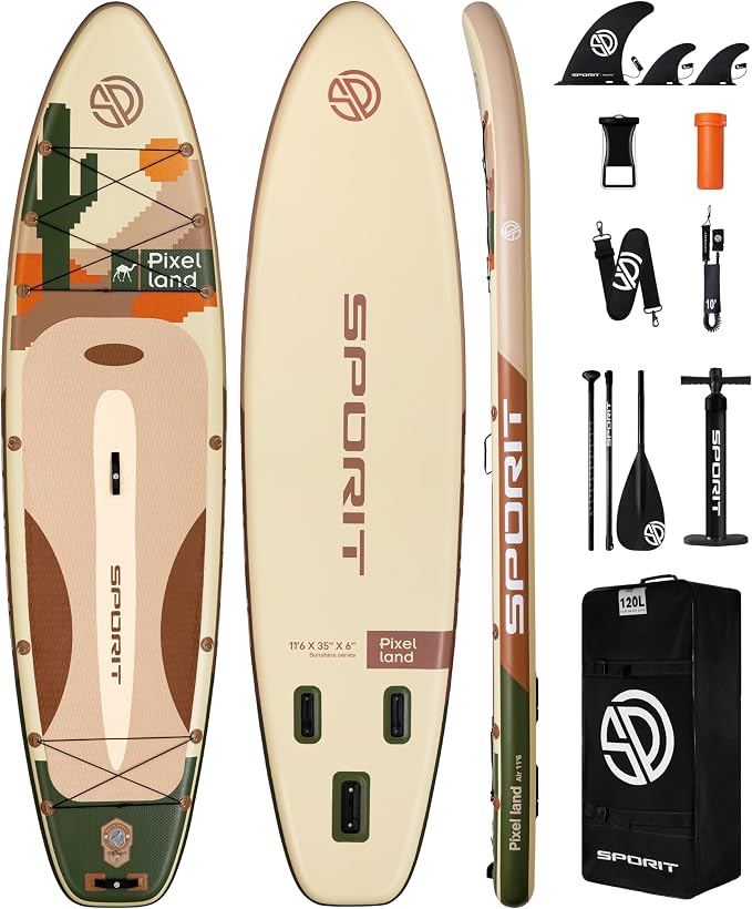 11'6×35" Super Wide Inflatable Stand Up Paddle Board, Ultra Stable SUP Board for Adults, 450lb Capacity with Shoulder Strap, 100L Backpack, Removable US Fin, Floating Paddle, Safety Leash