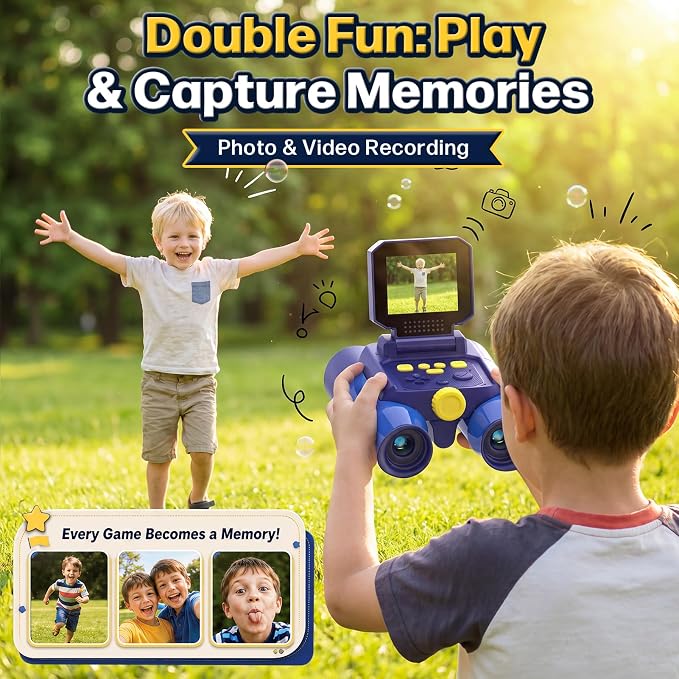 Binoculars for Kids with Night Vision,48MP Photo & 1080P Video(Blue) | 10X Optical Zoom Digital Binoculars with 2.4" IPS Screen, 20 Built-in Games, STEM Outdoor Toys Gift for Boys Girls Age 4-12
