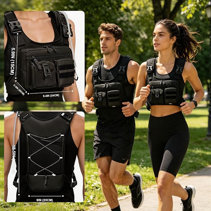 Running Vest Hydration Backpack with 2L Water Bladder and Survival Whistle,Lightweight Running Vest for Women Men,Breathable Hiking Backpack Water Backpack Chest Pack for Marathon,Cycling,Hiking
