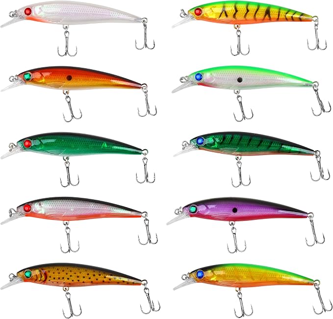 Fishing Lures Kit Crankbait Minnow Hard Bait Set Deep Diving Jerkbait Swimbait Popper Pencil Walleye Lures Artificial Fishing Bait for Bass Trout Redfish Saltwater Freshwater Fishing Lure