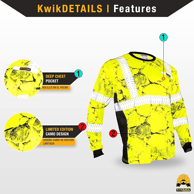 KwikSafety - Charlotte, NC - Limited Edition Long Sleeve Safety Shirts [Deluxe Fishbone Tape] Class 3 ANSI OSHA Compliant