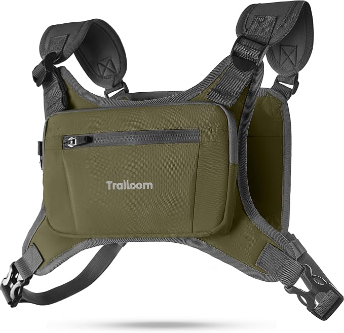 Trailoom Running Chest Pack, Reflective Vest, Water Repellent, Phone Holder, Workout Bag for Runners, Cycling, Biking, EDC Pouch, Jogging Carrier, Hidden Pocket, Men & Women, Lightweight