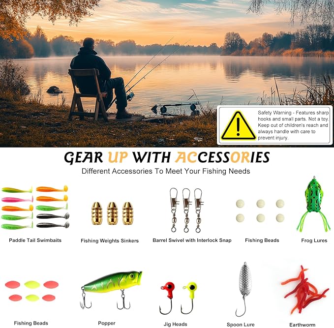 Fishing Gifts for Men Unique, Fishing Gear Accessories Gift for Men, Fisherman Gifts for Grandpa Dad, Fish Tool Kit Gift Set for Fisherman, Gear Kit with Lip Gripper, Pliers, Lures