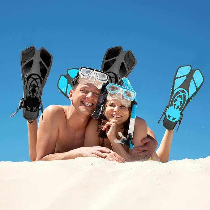 Snorkeling Gear for Adults with Fins Scuba Diving Gear Adult Professional Travel Snorkel Sets with Flippers,Anti-Fog Anti-Leak Diving Mask