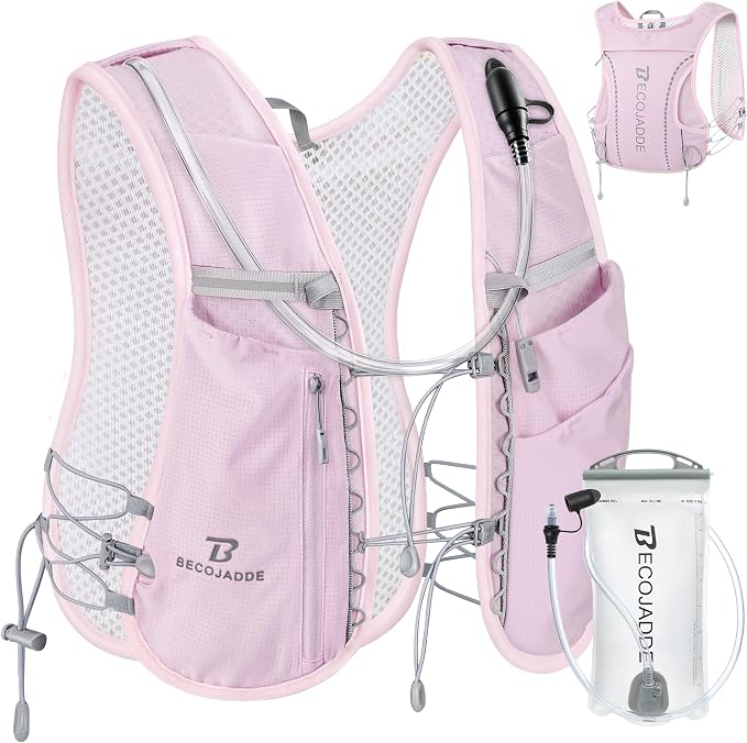 BECOJADDE 5L Running Vest for Women, Hydration Backpack Lightweight & Breathable for Trail Running, Marathon, Hiking, Cycling
