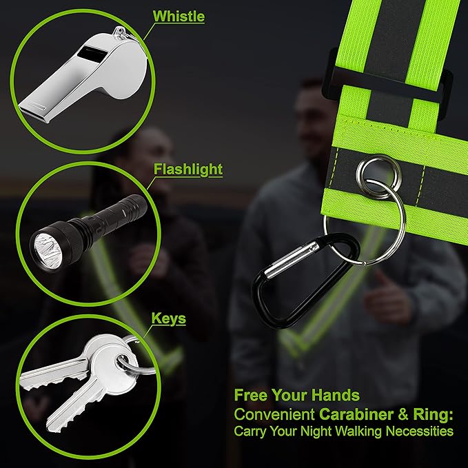 Bulk 10 Pack - Safety Reflective Sash for Walking at Night Adjustable Safety Sash for Men Women Kids Reflective Belt Sash for Running Walking Biking