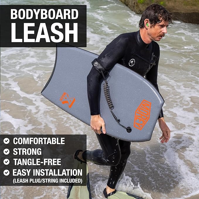 Ho Stevie! Bodyboard Leash - Comfy & Tangle-Free: Adjustable Padded Bicep Cuff, Strong 7mm Coiled Cord