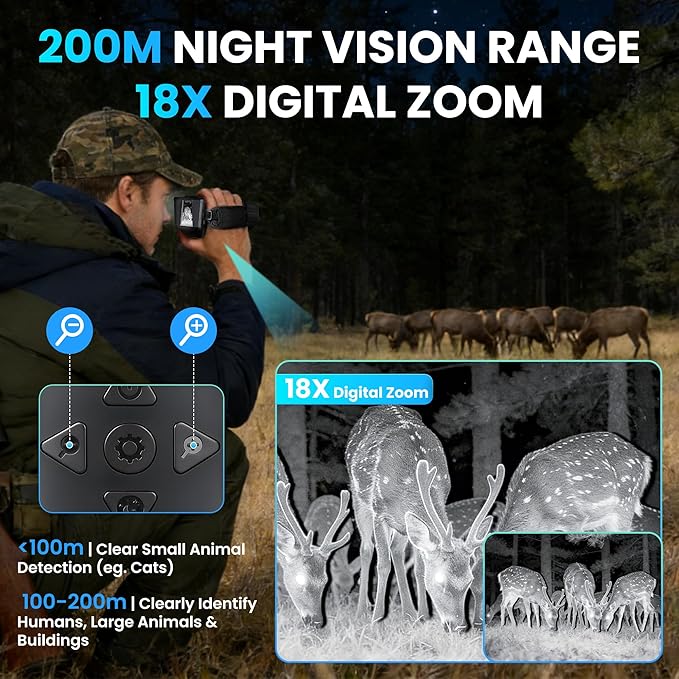 VXF Night Vision Monocular, 4K Night Vision Scope for 100% Darkness with 3000mAh Rechargeable Battery, 3+32GB SD Card & Card Reader, Dual Infrared Monocular Telescope for Camping, Wildlife Observation