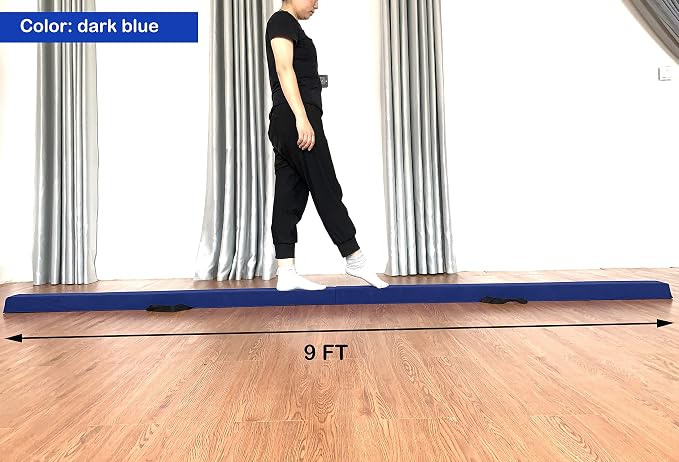 MARFULA 6 FT / 8 FT / 9 FT Folding Gymnastics Beam Foam Balance Floor Beam - Extra Firm - Suede Cover - Anti Slip Bottom with Carry Bag for Kids/Adults Home Use