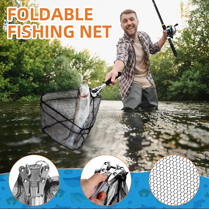 Telescopic Fishing Rod and Reel Combo 2 Pcs Collapsible Fishing Pole Kit with Plier Lip Gripper Lures Carrier Bag Pre-Loaded Spinning Reel for Beginner Men Travel Saltwater Freshwater