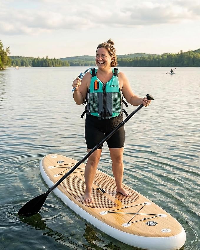 Owntop Swim Jacket Adult Youth | Hydration Pack | Dual Mesh Pockets | Attached Whistle | Ultra-Thin for Freer Movement | Kayak, Boating, Fishing, All Watersports