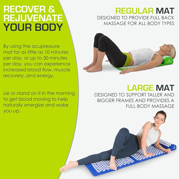 ProsourceFit Acupressure Mat and Pillow Set for Back/Neck Pain Relief and Muscle Relaxation