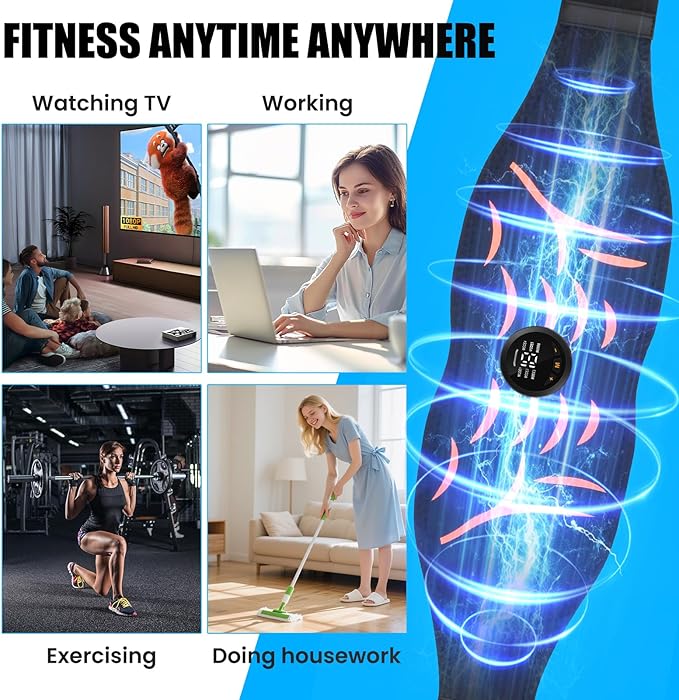 JUMPER Electronic Muscle Stimulator, ABS Stimulator, Ab Toning Belt Muscle Toner, Fitness Strength Training Workout Equipment for Men Women Black