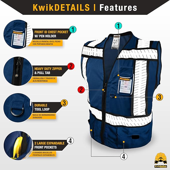 KwikSafety - SHERIFF & SPECIALIST Safety Vest [Multi-Use Pockets] Class 2 & Class 3 Hi Vis ANSI OSHA Safety Vest for Men