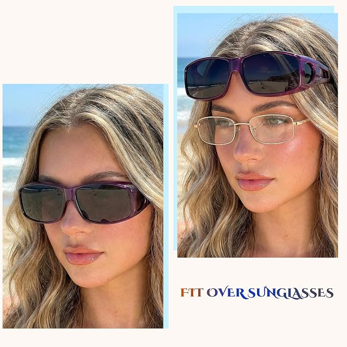 LVIOE Over Glasses Sunglasses Wrap Around Polarized Sunglasses for Men Women Fit Over Prescription Glasses with UV Protection