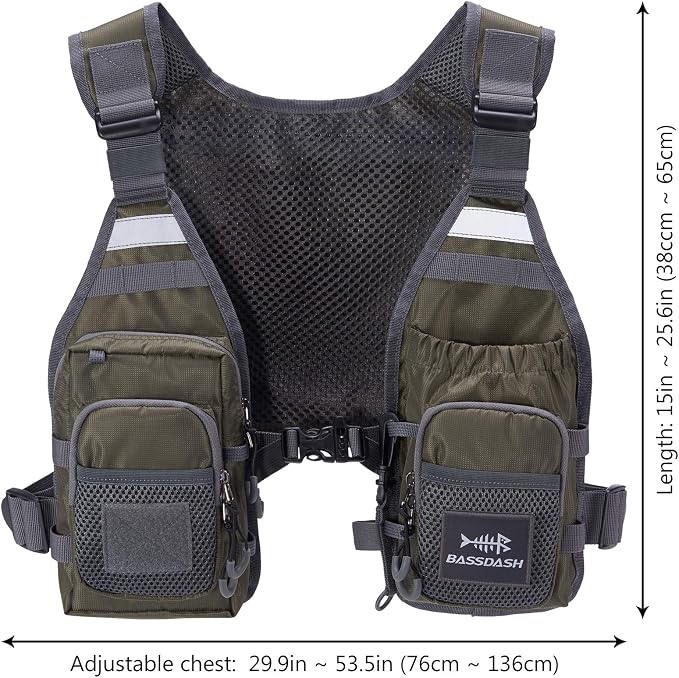 BASSDASH FV08 Ultra Lightweight Fly Fishing Vest for Men and Women Portable Chest Pack