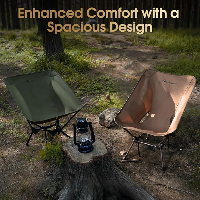 MOON LENCE High Back Folding Camping Chairs, Height-Adjustable, Widened Seat, for Beach with Anti-Sinking Feet (Onyx-Plus)