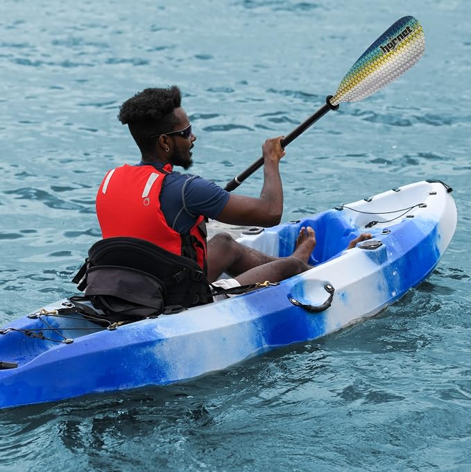 Hornet Watersports Fiberglass Kayak Paddle for Adults- Ideal for Touring, Fishing and Boating- 90.5 inches / 230CM Adjustable with Carbon Fiber Shaft- Kayak Oars Kayaking Equipment