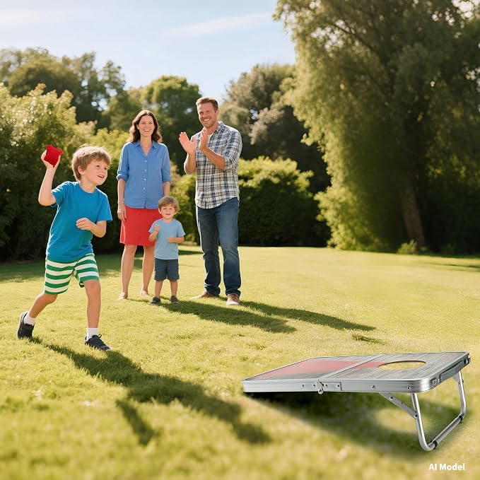 Foldable Lightweight Cornhole Board Set | Aluminum Alloy Edging,2x1.3ft,8 Bean Bags,Portable Corn Hole Games for Adults,for Outdoor Patio Travel Tailgate